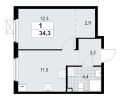 1 ккв № 111 Корп.: 4.2 , Секция 2  в ЖК А101 Всеволожск