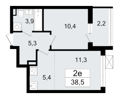 2 ккв (Евро) № 296 Корп.: 3.3 , Секция 6  в ЖК А101 Всеволожск