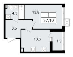 1 ккв № 27 Корп.: 3.1 , Секция 1  в ЖК А101 Всеволожск