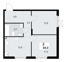 2 ккв № 120 Корп.: 4.2 , Секция 2  в ЖК А101 Всеволожск