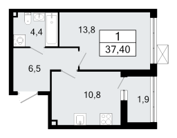 1 ккв № 9 Корп.: 1.1 , Секция 1  в ЖК А101 Всеволожск