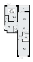 3 ккв (Евро) № 141 Корп.: 1.2 , Секция 2  в ЖК А101 Всеволожск