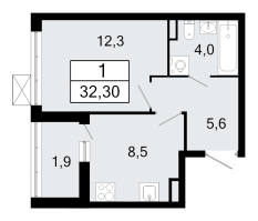 1 ккв № 112 Корп.: 3.1 , Секция 1  в ЖК А101 Всеволожск