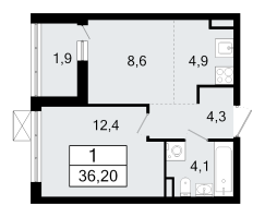 1 ккв № 25 Корп.: 1.1 , Секция 1  в ЖК А101 Всеволожск