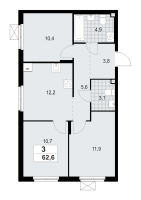 3 ккв № 121 Корп.: 4.2 , Секция 2  в ЖК А101 Всеволожск