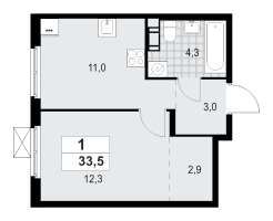 1 ккв № 134 Корп.: 4.2 , Секция 2  в ЖК А101 Всеволожск