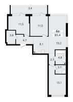 4 ккв (Евро) № 138 Корп.: 3.2 , Секция 3  в ЖК А101 Всеволожск