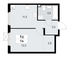 1 ккв № 122 Корп.: 4.2 , Секция 2  в ЖК А101 Всеволожск