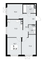 3 ккв № 133 Корп.: 4.2 , Секция 2  в ЖК А101 Всеволожск