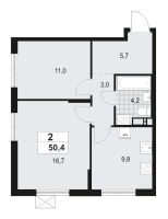 2 ккв № 39 Корп.: 4.1 , Секция 1  в ЖК А101 Всеволожск