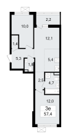 3 ккв (Евро) № 183 Корп.: 1.3 , Секция 4  в ЖК А101 Всеволожск