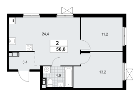 3 ккв (Евро) № 217 Корп.: 4.3 , Секция 3  в ЖК А101 Всеволожск