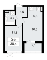 2 ккв (Евро) № 159 Корп.: 3.2 , Секция 3  в ЖК А101 Всеволожск