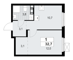 1 ккв № 131 Корп.: 4.2 , Секция 2  в ЖК А101 Всеволожск