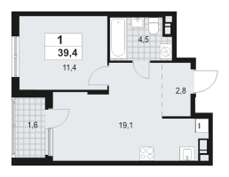2 ккв (Евро) № 61 Корп.: 4.1 , Секция 1  в ЖК А101 Всеволожск