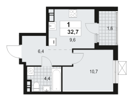 1 ккв № 54 Корп.: 4.1 , Секция 1  в ЖК А101 Всеволожск