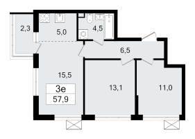 3 ккв (Евро) № 118 Корп.: 3.2 , Секция 2  в ЖК А101 Всеволожск