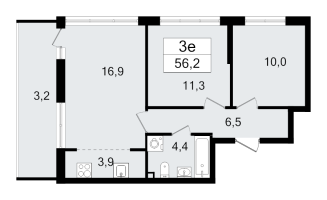 3 ккв (Евро) № 182 Корп.: 1.3 , Секция 4  в ЖК А101 Всеволожск