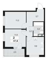 2 ккв № 69 Корп.: 4.1 , Секция 1  в ЖК А101 Всеволожск
