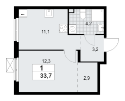 1 ккв № 112 Корп.: 4.2 , Секция 2  в ЖК А101 Всеволожск