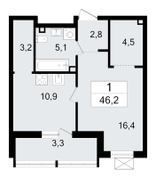 1 ккв № 142 Корп.: 3.2 , Секция 3  в ЖК А101 Всеволожск