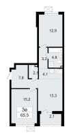 3 ккв (Евро) № 117 Корп.: 3.2 , Секция 2  в ЖК А101 Всеволожск