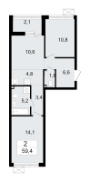 3 ккв (Евро) № 147 Корп.: 3.2 , Секция 3  в ЖК А101 Всеволожск