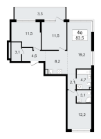 4 ккв (Евро) № 146 Корп.: 1.2 , Секция 3  в ЖК А101 Всеволожск