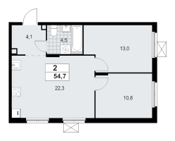 3 ккв (Евро) № 208 Корп.: 4.3 , Секция 3  в ЖК А101 Всеволожск