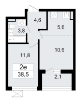 2 ккв (Евро) № 144 Корп.: 3.2 , Секция 3  в ЖК А101 Всеволожск