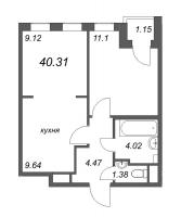 2 ккв (Евро) № 114и Корп.: 1 Уч. 12 , Секция и  в ЖК AEROCITY Club