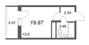 Студия № 45з Корп.: 1 Уч. 12 , Секция з  в ЖК AEROCITY Club