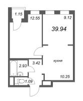 2 ккв (Евро) № 22и Корп.: 1 Уч. 12 , Секция и  в ЖК AEROCITY Club