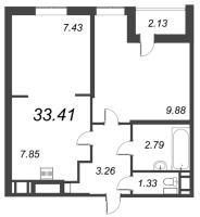 2 ккв (Евро) № 35б Корп.: 1 Уч. 16 , Секция б  в ЖК AEROCITY Family