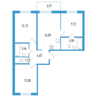 4 ккв (Евро) № 7е Корп.: 1 , Секция 6  в ЖК AEROCITY Life