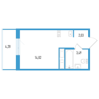 Студия № 16б Корп.: 1 , Секция 2  в ЖК AEROCITY Life