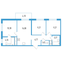 4 ккв (Евро) № 20в Корп.: 1 , Секция 3  в ЖК AEROCITY Life