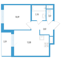 1 ккв № 115в Корп.: 1 , Секция 3  в ЖК AEROCITY Life