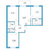 4 ккв (Евро) № 14е Корп.: 1 , Секция 6  в ЖК AEROCITY Life