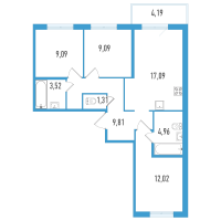 4 ккв (Евро) № 1е Корп.: 1 , Секция 6  в ЖК AEROCITY Life