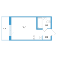 Студия № 8б Корп.: 1 , Секция 2  в ЖК AEROCITY Life