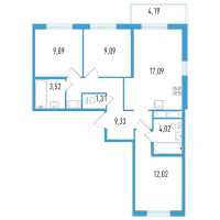 4 ккв (Евро) № 6г Корп.: 1 , Секция 4  в ЖК AEROCITY Life