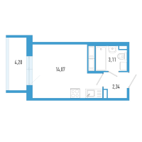 Студия № 94е Корп.: 7 Уч. 23 , Секция е  в ЖК AEROCITY