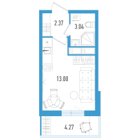 Студия № 44м Корп.: 3 Уч. 21 , Секция 12  в ЖК AEROCITY