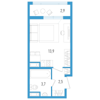 Студия № 65г Корп.: 6 Уч. 20 , Секция 4  в ЖК AEROCITY