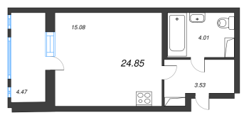 Студия № 98з Корп.: 5 Уч. 18 , Секция 8  в ЖК AEROCITY