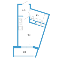 Студия № 77в Корп.: 7 Уч. 23 , Секция в  в ЖК AEROCITY