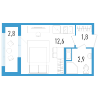 Студия № 83з Корп.: 6 Уч. 20 , Секция 8  в ЖК AEROCITY