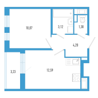 1 ккв № 114е Корп.: 7 Уч. 23 , Секция е  в ЖК AEROCITY