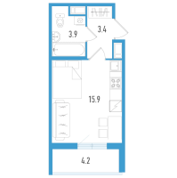 Студия № 55ж Корп.: 5 Уч. 18 , Секция 7  в ЖК AEROCITY
